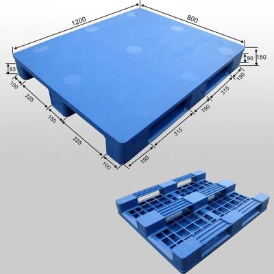 Dynamic load 1.5T HUADING HDPE / PP Solid Deck Large Plastic Pallets Size L1200*W1000mm