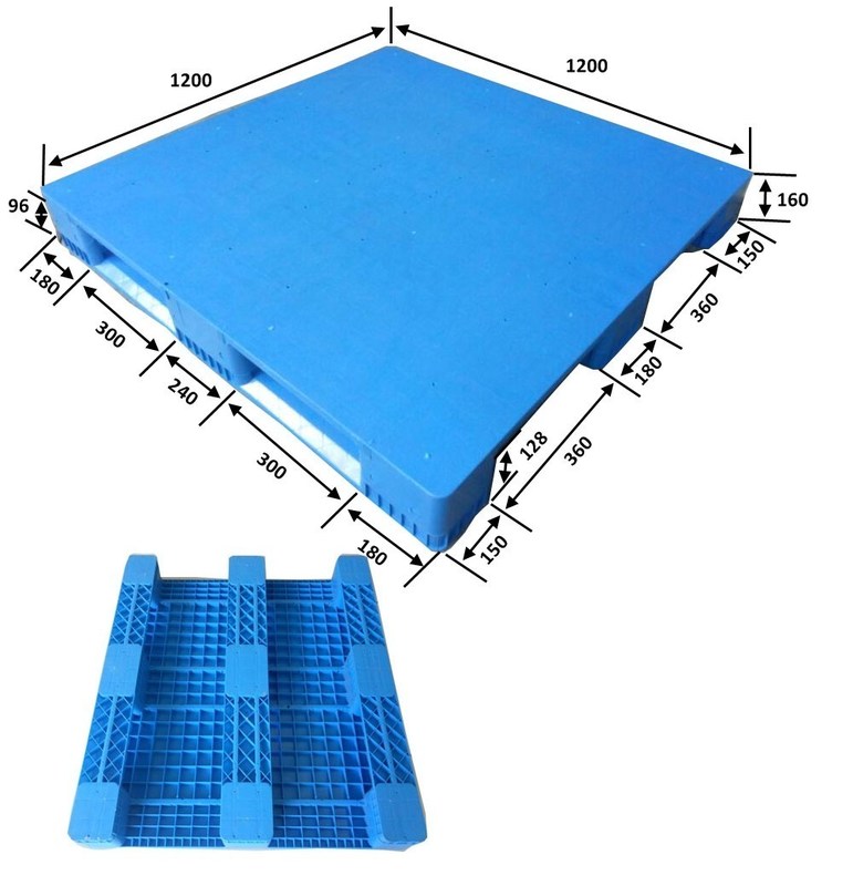 Single Faced Style HUADING 100 Virgin HDPE Reinforced Plastic Pallet Size L1200*W1000mm